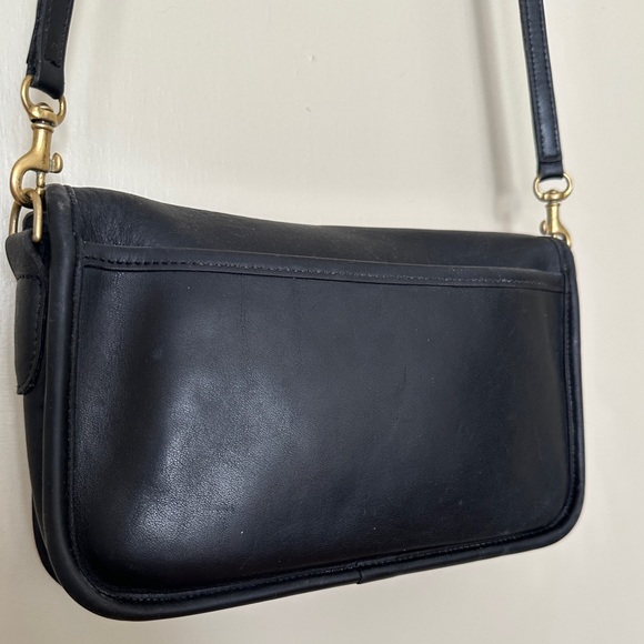 Vintage Black Leather Coach Penny Crossbody Purse - Picture 5 of 15